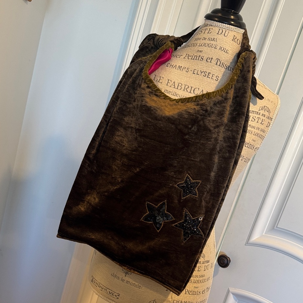 Steve Madden Velvet Bag with Green Accents